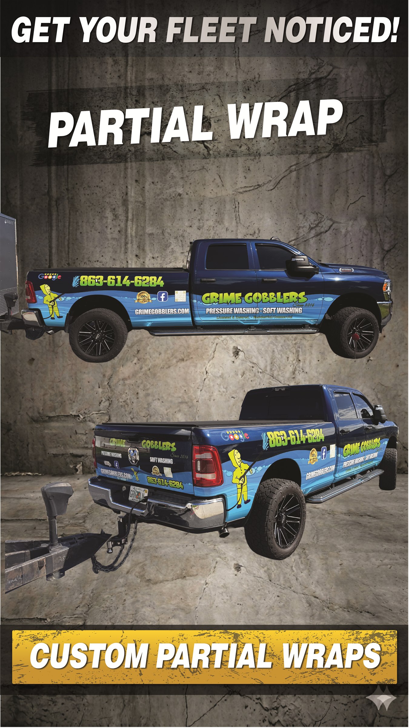 Get Your Fleet Noticed custom partial wrap campaign creative
